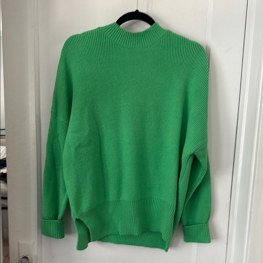 By Together Green Crew Neck Sweater Soft Knit Casual